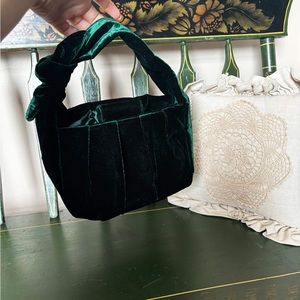J.Crew NWOT Rich Green Faux-Velvet Handbag